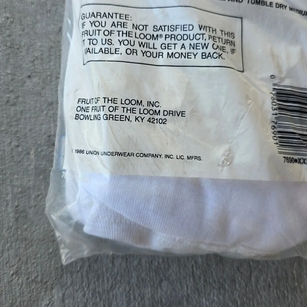 Vintage 1986 Fruit of the Loom Men White Briefs 3 Pack Big Man Tall 2XL USA Made